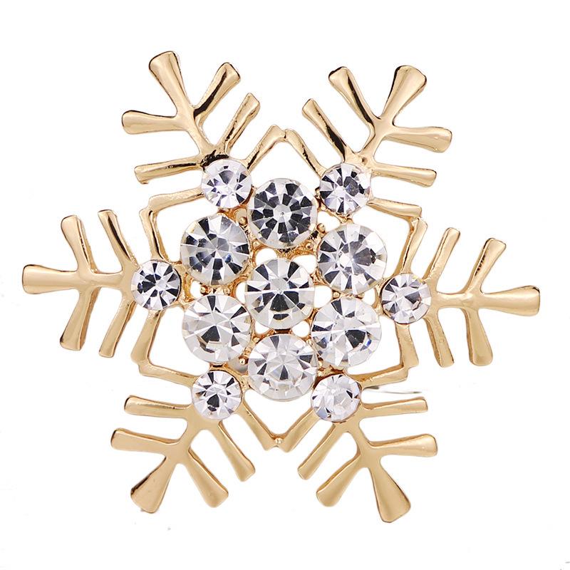 Korean Style Snowflake Brooch – Cute Crystal Rhinestone Pin, Christmas Badge for Men & Women