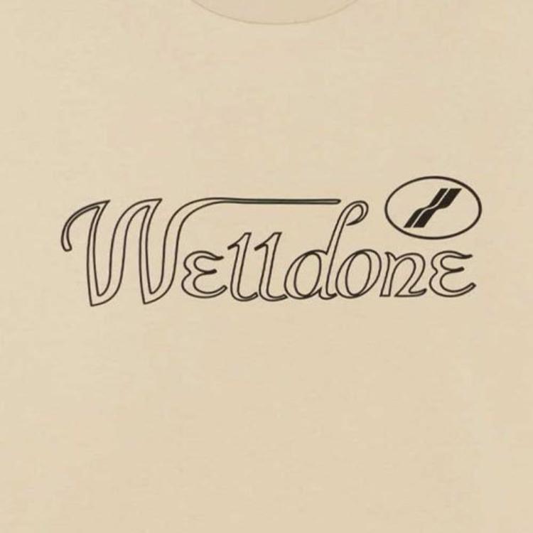 We11done FW22 Letter Logo Print Round Neck T-Shirt Unisex Tops Khaki WD-TT3-22-851-U-BG