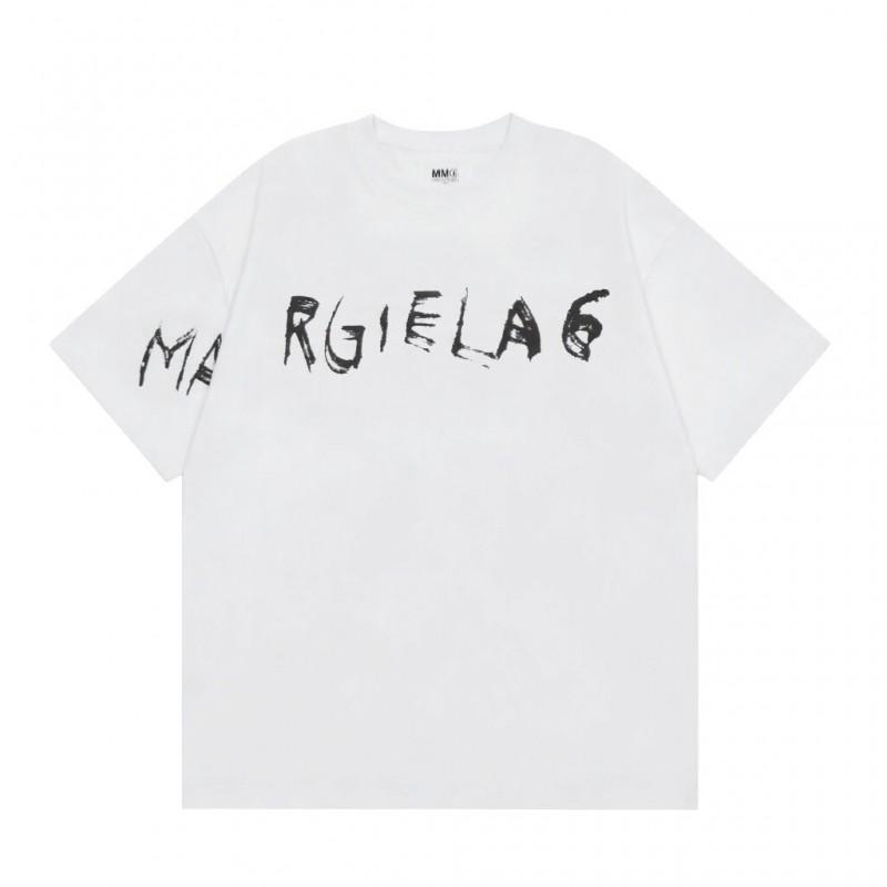 Digital Print MM6 Cotton T-Shirt Men Women Short Sleeve Casual Top 230g