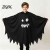 Comfortable Kindergarten Performance Clothes Hooded Ghost Costume, White/Black Cape Costume for Kids Adults, Spooky Lightweight Breathable Halloween