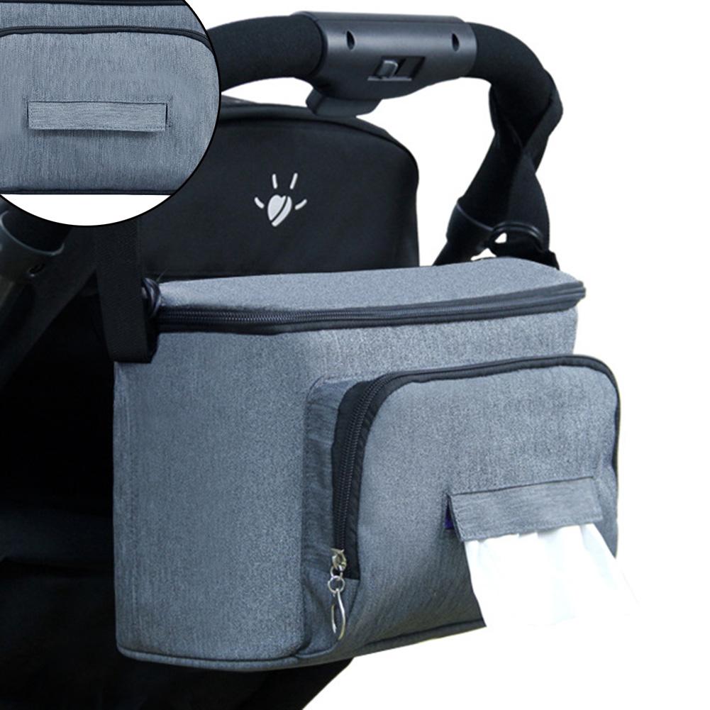 

Multifunctional Large Capacity Baby Stroller Hanging Bag Organizer Storage Bag Diaper Bottle Cup Holder Grey