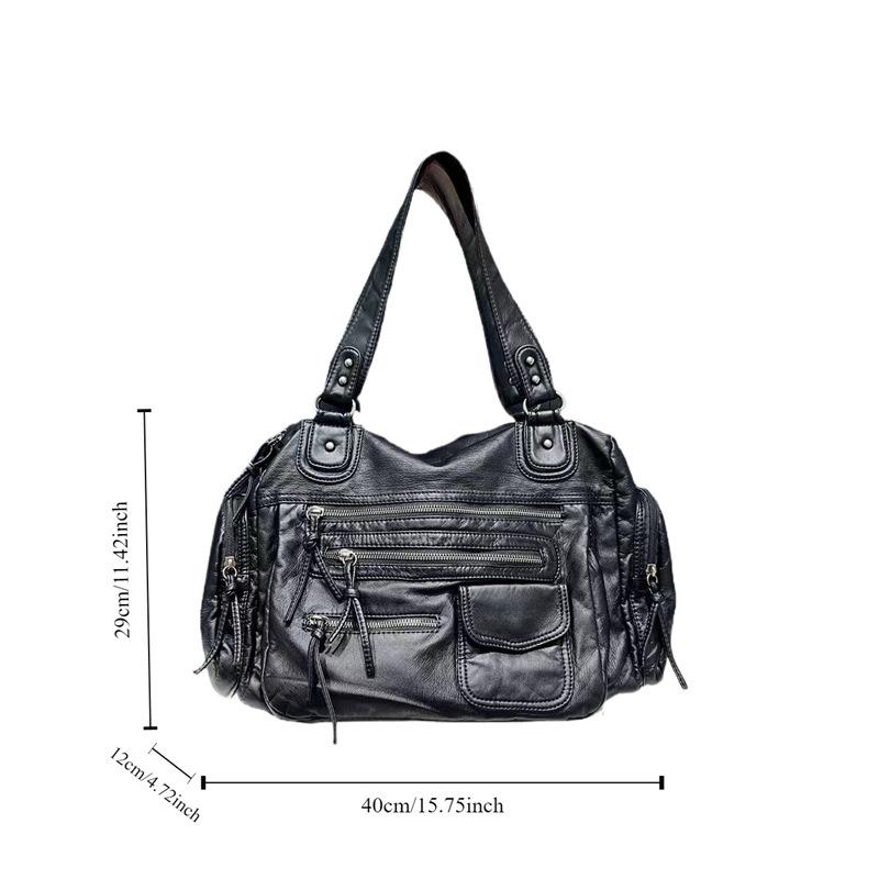 Ladies Y2K Washed Spice Girl Locomotive Bag Large Capacity Multi-Pocket Shoulder Messenger Bag