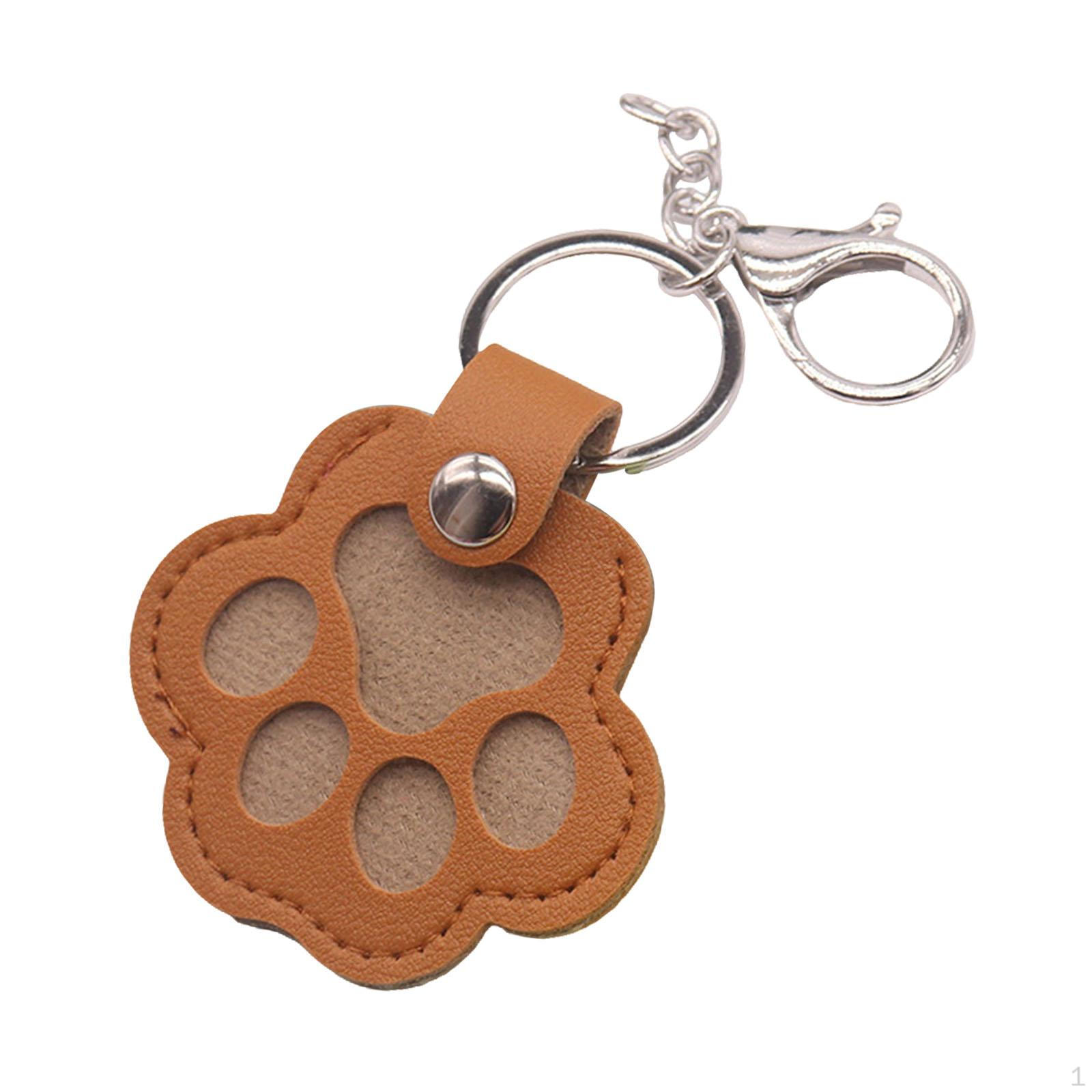 

Брелок в виде кошачьей лапки для хранения шерсти питомца, кожаный брелок для сумки, аксессуар для кошелька коричневый