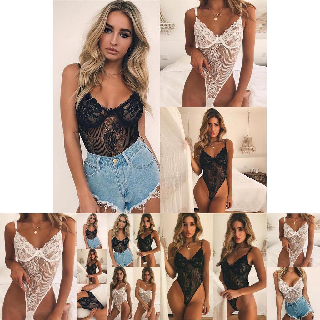 Alluring Women Sexy Teddy Lingerie Babydoll With V-neck Adjustable Straps And Lace Design