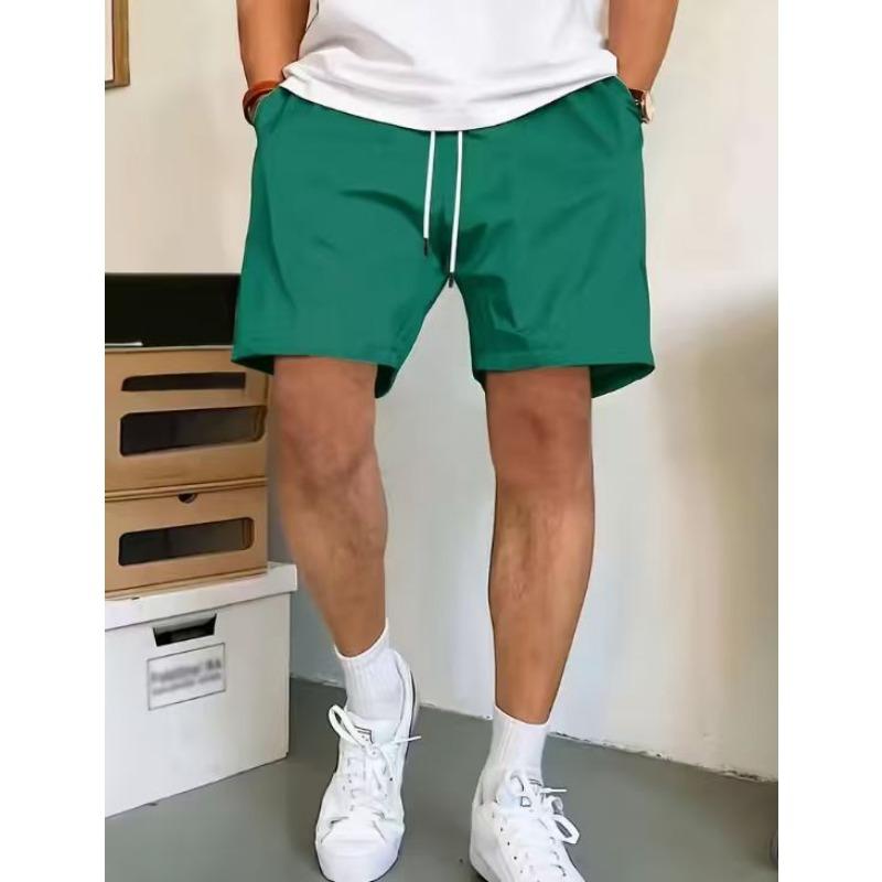 Men's Summer Solid White Casual Shorts Drawstring Waist Lightweight Beach Shorts