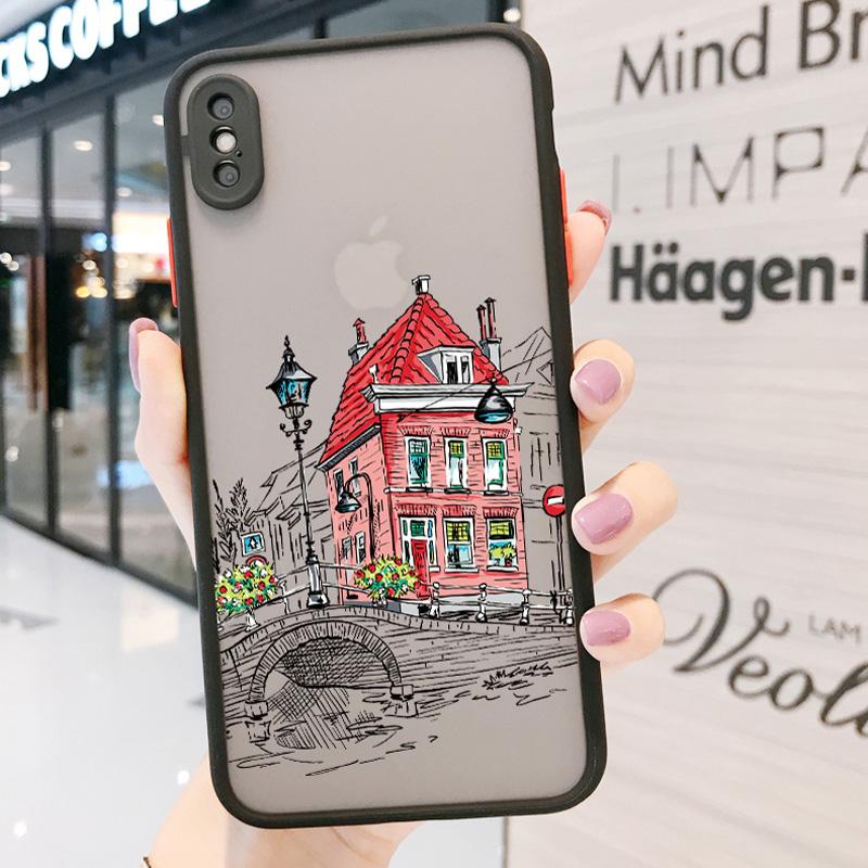 Reisen Weltreise Straßenmalerei Handyhülle Für iPhone 15 14 13 11 12 Pro Max 7 8 PLUS SE2 X XS XR Harte Matte Rückabdeckung