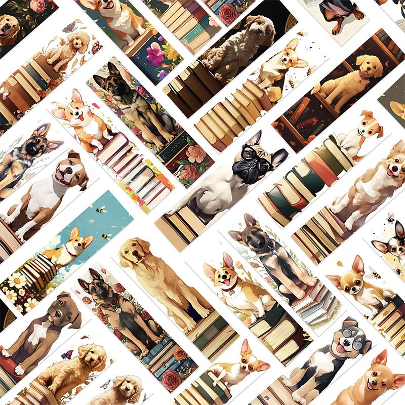30PCS Funny Dog Bookmarks Creative Animal Bookmark Cute Dogs Bookmarks Set Inspirational Pet Cartoon Book Lovers Mark
