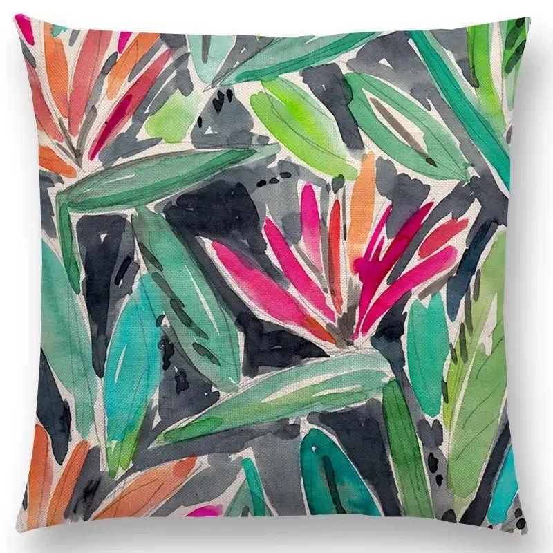 Newest Water Tropical Jungle Greenery Leaf Cactus Pineapple Cushion Cover  Design Available Pillowcasea, 30x30cm