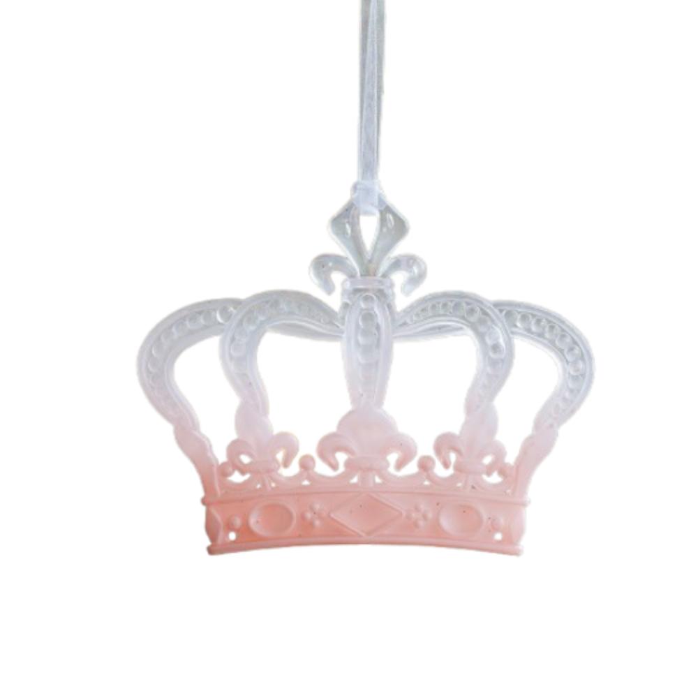 2pcs Pink Transparent Christmas Snowfall Deer Pendant Cartoon Plastic Xmas Tree Hanging Ornaments Crown Girl Key Elegant