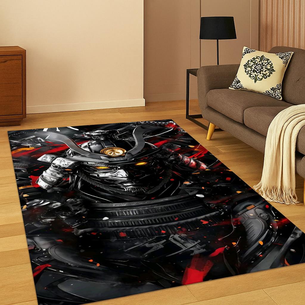 Dywanik 3D Japoński Samuraj Bushido Katana Kreskówkowy Dywanik do Salonu Sofa Dom Sypialnia Wycieraczka Dekor, Obszar Antypoślizgowy do Zabawy dla Dzieci
