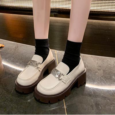 Fashion 2024 Women's Slip-On Oxford Loafers British Style Round Toe Women's Shoes Thick Sole Casual Solid Color Low-top Sneakers