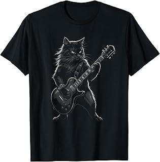 Unisexs Rock Cat Pattern Short Sleeve TShirts Funny 3D Guitar Cat Print Casual T Shirt Outdoor Unisex Unisex Y2k Tops Summer Clothing