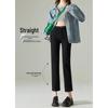 Women's High Waist Slimming Black Cigarette Jeans - Spring 2025 Collection, Stretch Cropped Straight Leg Pants