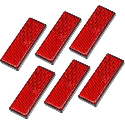 6 Pcs Rectangular Stick-on Safety Spoke Reflective Self Adhesive Reflector for Gate Posts Cars Trailer Motorcycle Bicycle Bike 87mm Length Red Item