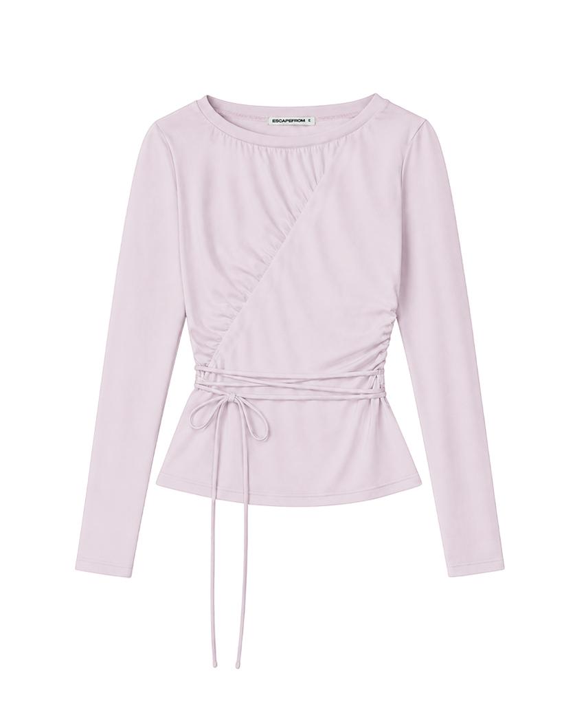 ESCAPEFROM Long Sleeve With Diagonal Shirred Strap Details Pink