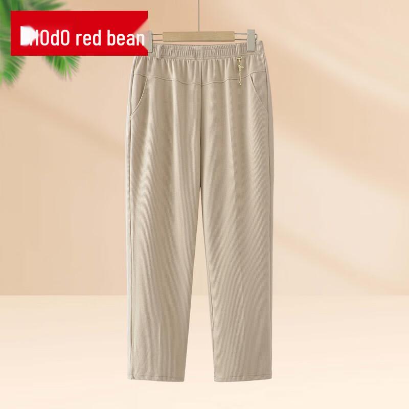 

Hongdou 2025 Spring/Summer Elastic High-Waist Casual Pants for Middle-Aged Women 3XL