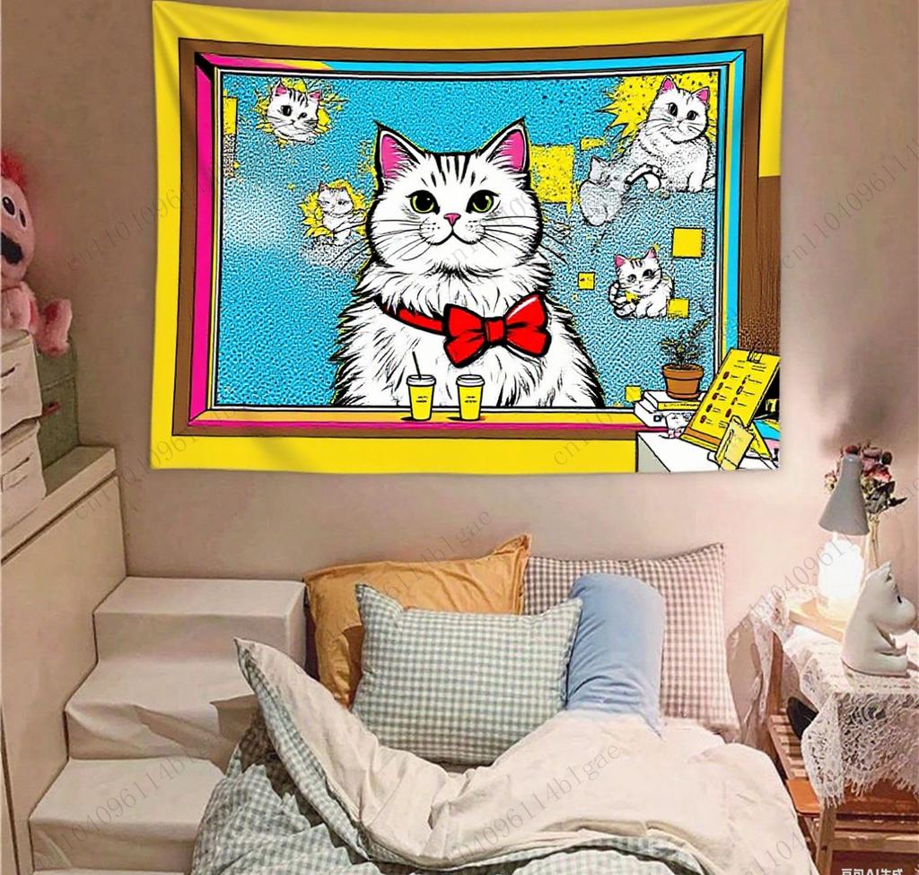 Playful Police Figure Wall Tapestry Light-Hearted Art Decorative Home Decor