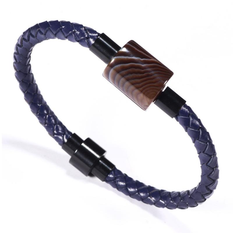

Meier Hot-selling diy agate bracelet, multi-colored cowhide magnetic clasp bangle, men s personalized party accessory