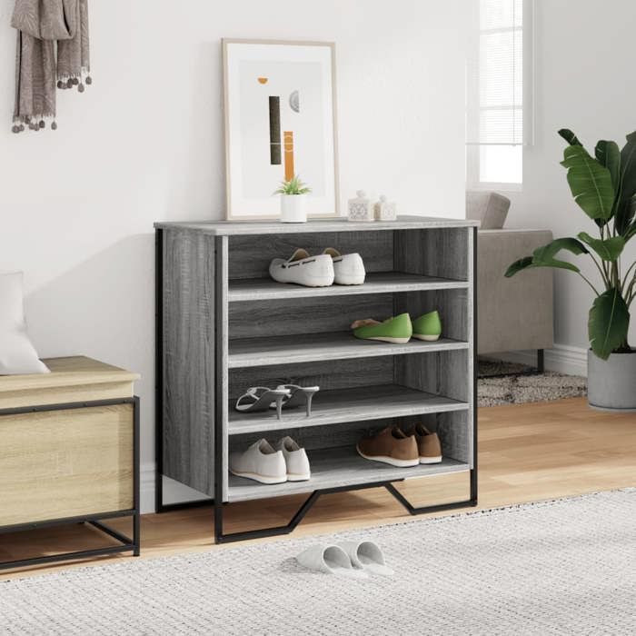 VidaXL Armoire à chaussures sonoma gris 80x38x78 cm bois d'ingénierie, étagère à chaussures, armoire de rangement de 848652