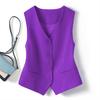 Women's Sleeveless Suit Vest Slim Fit Single Breasted Business Vest V Neck Dressy Waistcoat Open
