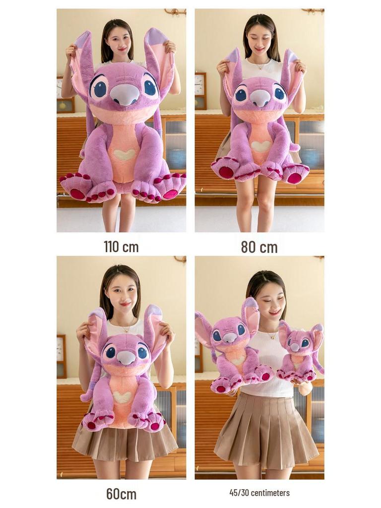 Adorable Large Pink Stitch Plush Doll - Cute Plush Toy and Sleep Companion Pillow