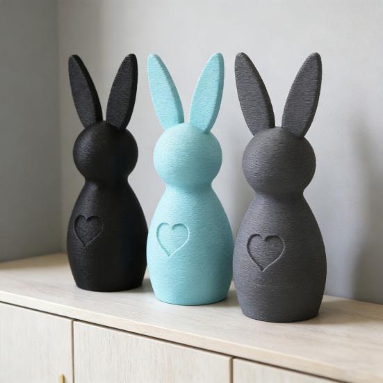 3D-gedruckte Hasenfigur Herz-Hase Statue Osterfeiertag Party Heim Büro Schreibtisch Tier Dekoration Schmuck