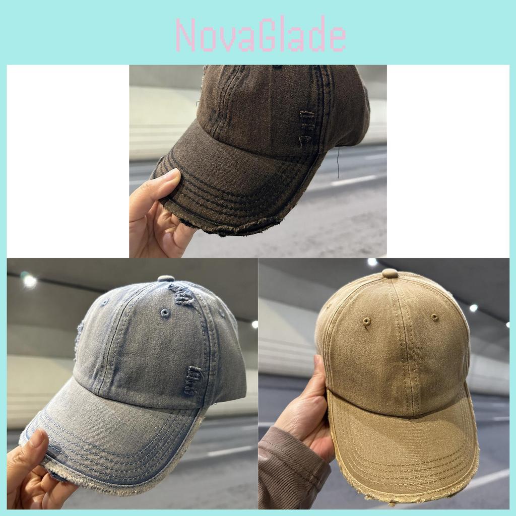 Cotton Washable Baseball Cap With Vintage Look And Curved Brim For Casual Wear