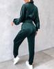 Women's Autumn 2024 Gold Velvet Cropped Top & Long Sleeve Pants Casual Set