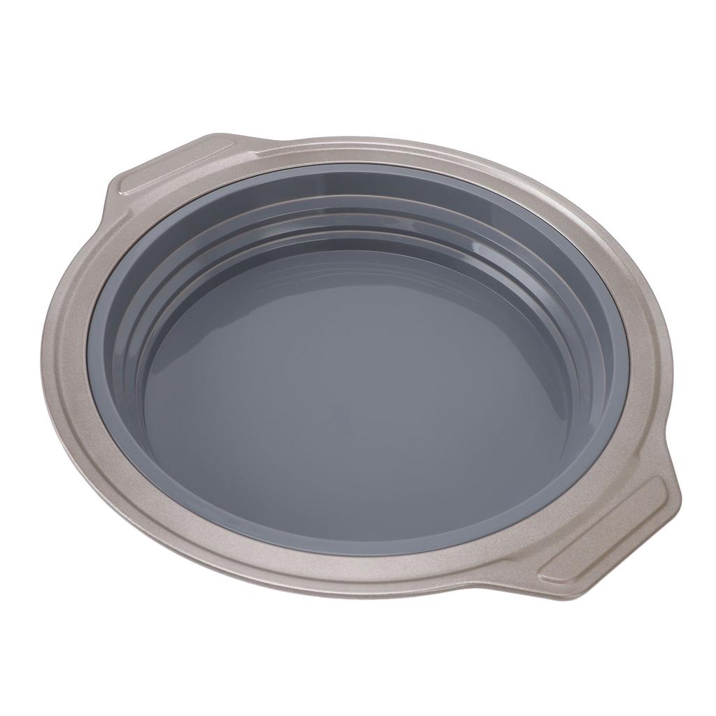 Silicone Cake Pan Foldable Press Type Quick Release Round Baking Pan for Layer Cake Cheese Cake Chiffon Cake Grey