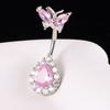 Exquisite Stainless Steel Pink Zircon Butterfly Navel Ring Sexy Body Jewelry For Women Girls Fashion Belly Button Rings Gifts