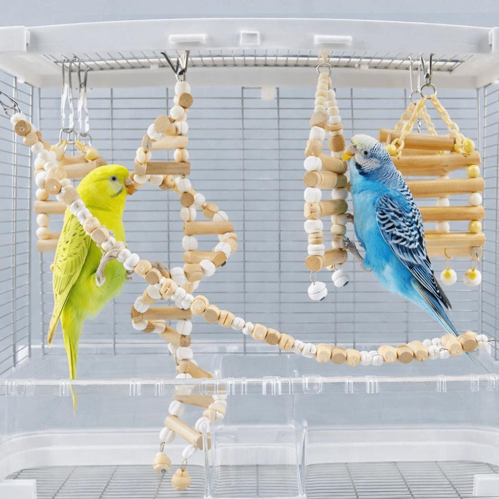 Wooden Parrots Perches Toys Sturdy Exercise Playstand Chew Toys Bird Cage Swing  Bird Training