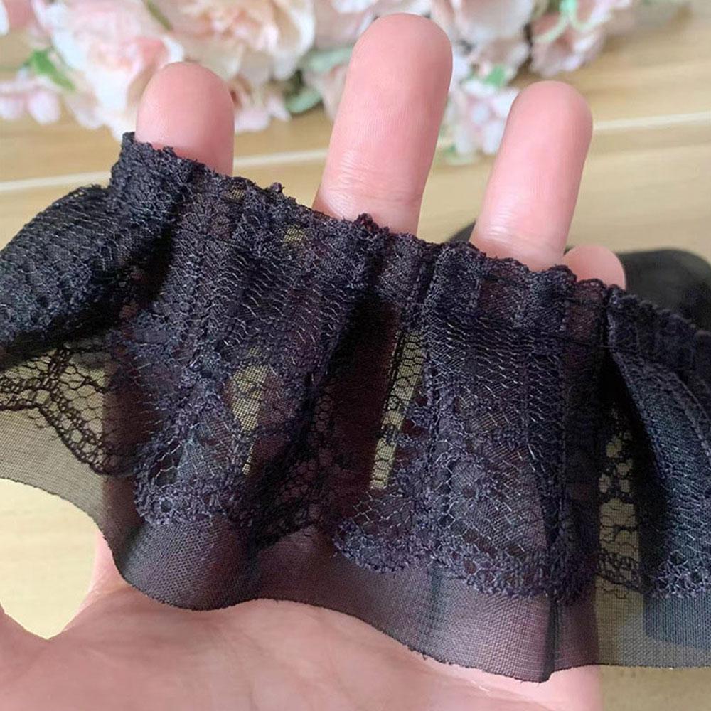 5cm Wide 39.3In Long Double-Layers Ruffled Chiffon Lace Trim Fabric DIY Pleated Clothing Craft Accessories Handmade Doll Costume