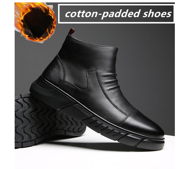 2022 2022 Boots Men S Leather Shoes Men S Boots Winter Padded Boots Plus Velvet Warm Snow Cotton Shoes Help Leather Boots Men 42