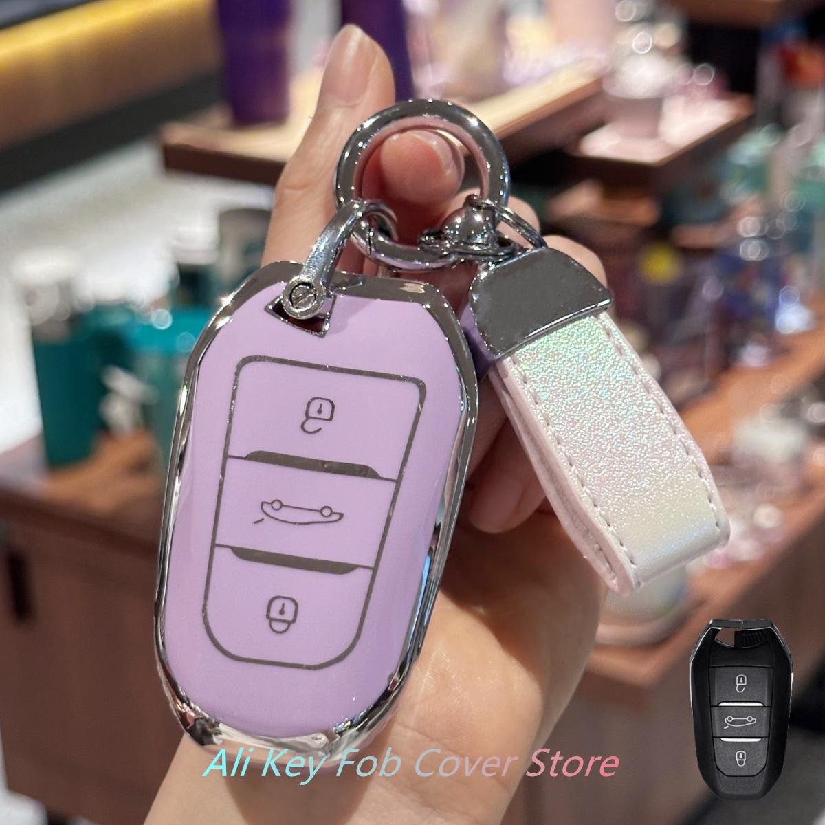 

Key Fob Cover For Peugeot 2008 3008 4008 5008 308 408 508 Citroen C1 C2 C4 C6 C3-XR Picasso Grand DS3 DS5 Car Keychain