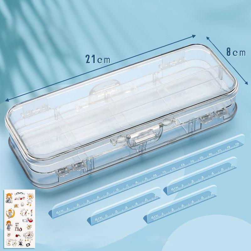 

Kawaii Transparent Pencil Case Double Layer Multifunction Kids Pen Stationery