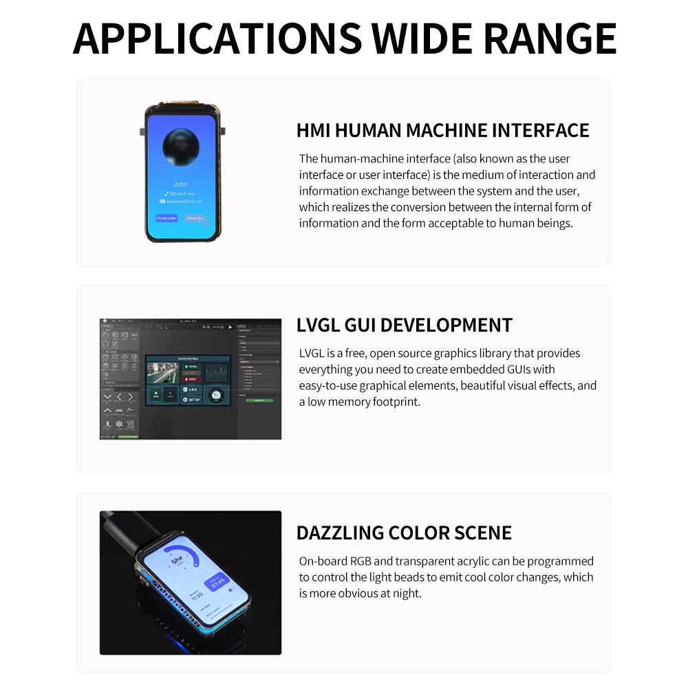 Vývojová deska LCD obrazovky Wifi 6 Bluetooth 5 Palubní RGB barva 1,47palcová TFT LED obrazovka USB Type-C rozhraní