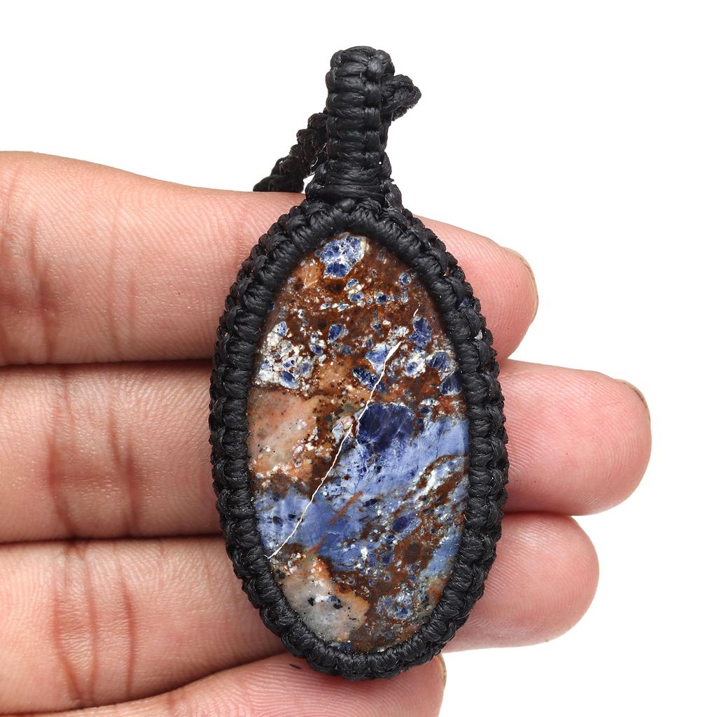 Macrame macrame Sodalite necklace Necklace Peruvian thread and stone woven