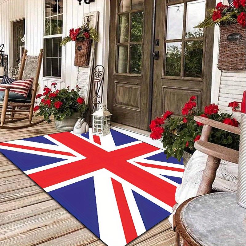 British Flag Pattern Outdoor - 800g/m² High Quality Crystal Velvet Mat for Patio,Balcony,Camping,and Picnic - All-Season Durable Deck Mat Fo