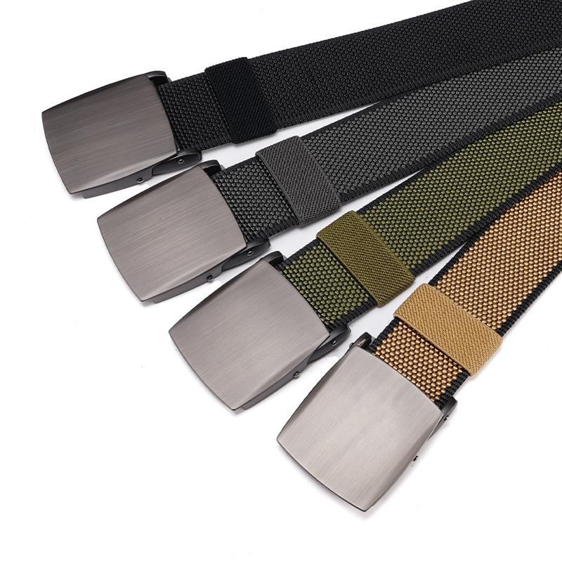 Men's Nylon Woven Canvas Belt with Automatic Buckle - Youth & Student Casual Tactical Belt