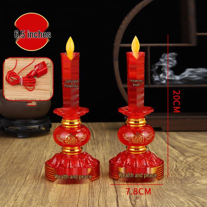 Fladdrande Låga Elektrisk Ljuspar: Stickkontakt Ljusstake för Hemmet, Altaret eller Rikedomens Gud Lampa