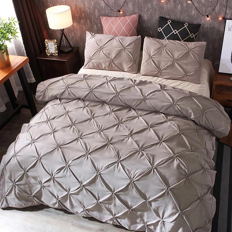 Black Duvet Cover Set Pinch Pleat 2/3pcs King Size Polyester Bedclothes Bedding Sets Luxury Home Hotel Use(no Filling No Sheet)