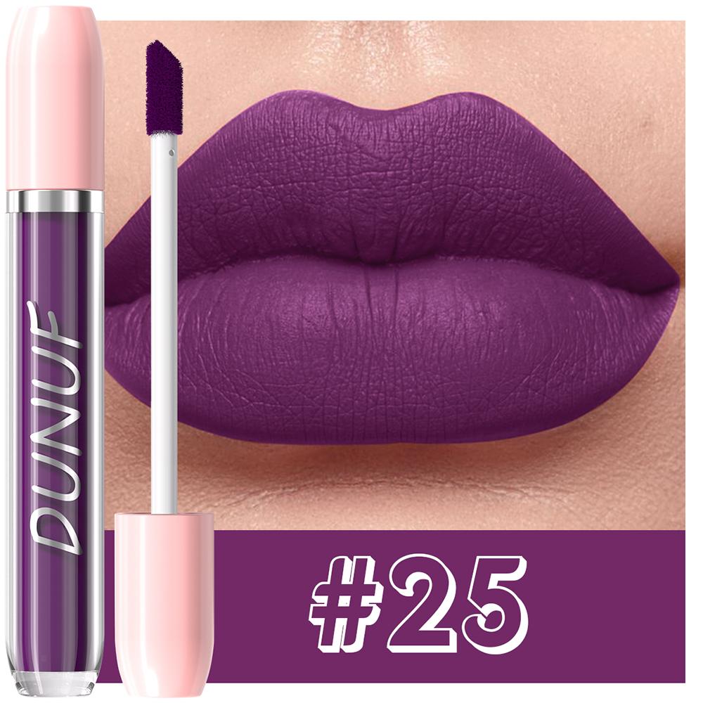 DUNUF Matte Liquid Lipstick Bean Paste Lip Gloss Long Lasting Waterproof Non‑Fading Easy To Apply Sexy Red Lip Glaze