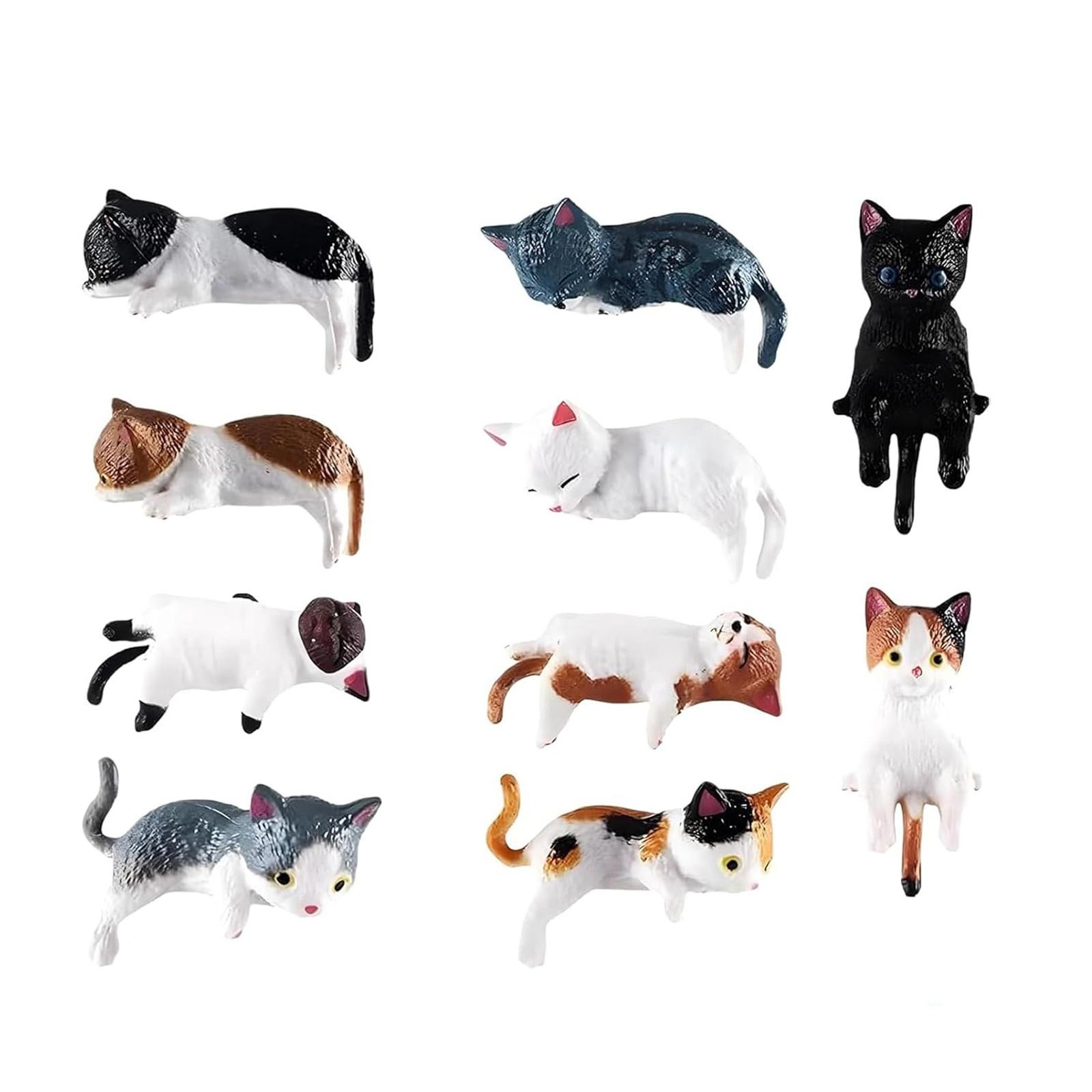 

10 Piece Cat Figurine Set for Car Dashboard Interior Decoration Cute Lying Cat Model Miniature Ornament for Vehicle Home Office Display One Size