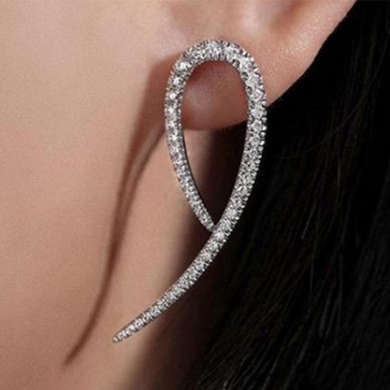 

Full Diamond Spiral Simple Geometric Line Cross Earrings Women S Fashion Versatile Earrings