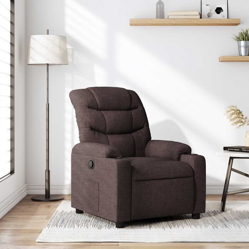 Relaxation Armchair Dark Brown Fabric