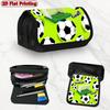 1pc Modern Football Green Design Double-Layer Flip Pencil Case - Large Capacity Zipper Closure, Suitable for Schools, Offices, And Travel, Ideal Birth