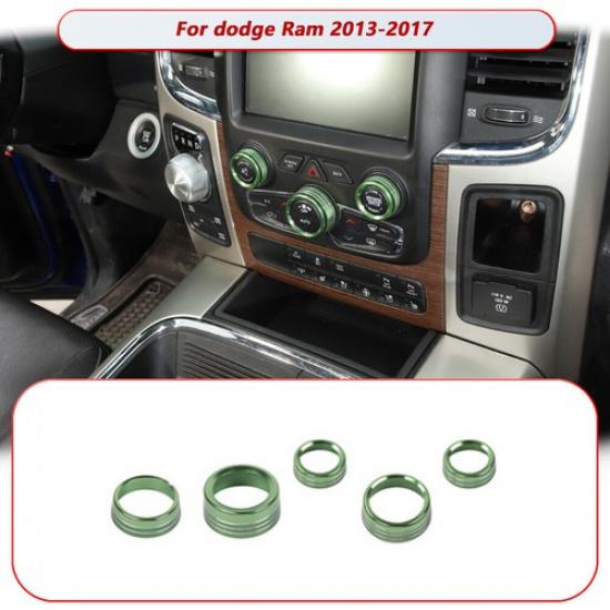 5pcs Headlight/Center Console Switch Knob Trim Ring for Dodge RAM 1500 2013-17