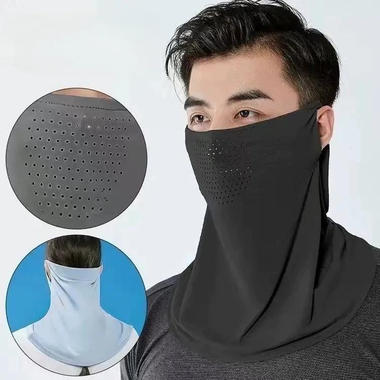 1Pc Ice Silk Sunscreen Masks for Men Women Summer Outdoor Cycling Hiking Breathable Cooling Face Cover Neck Wrap Balaclava Scarf