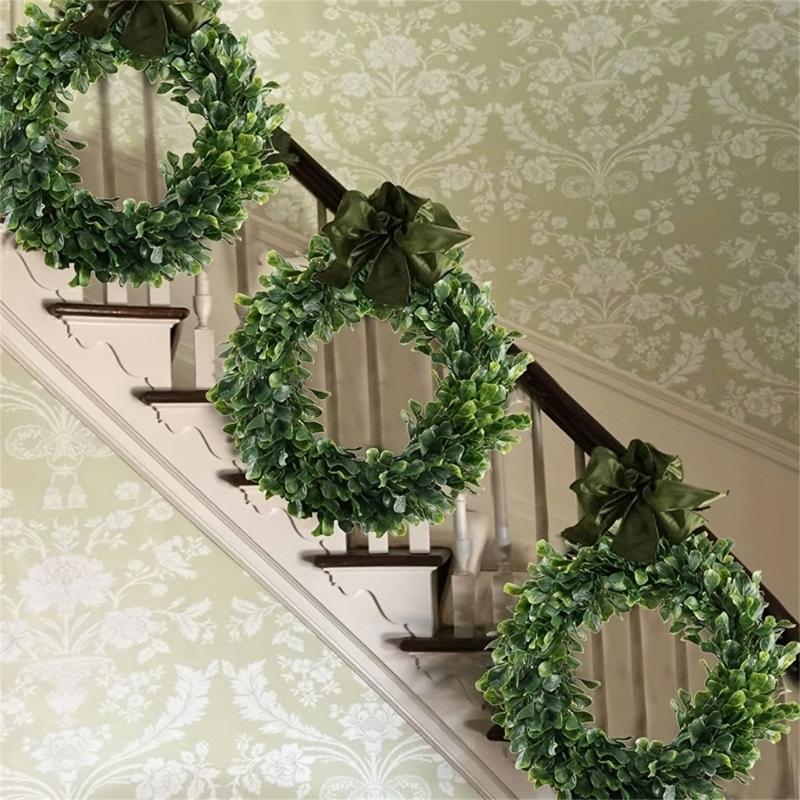 Spring Wreath for Front Door, Window, Wedding Party, Indoor and Outdoor Decorations, Artificial White Leaf Wreath