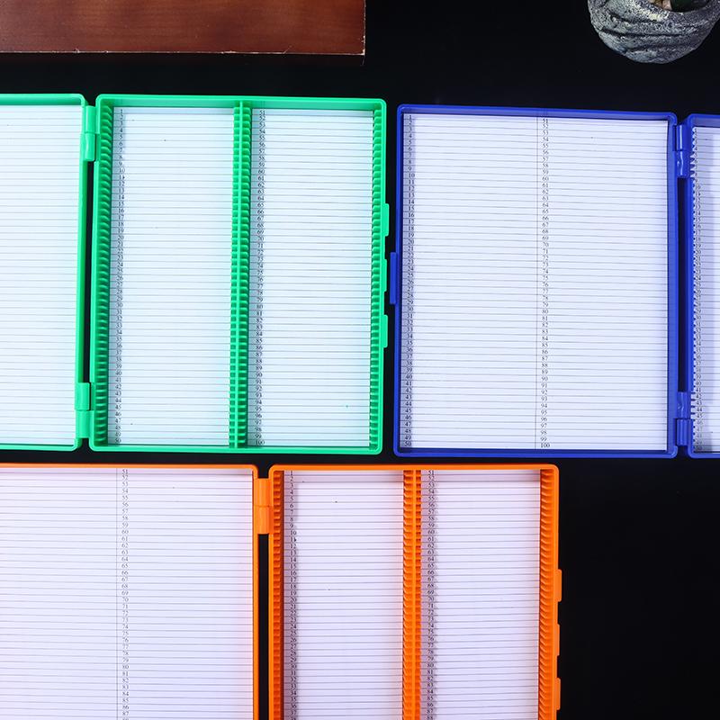 1PCS 4 Colors Plastic Rectangle Hold 100 Microslide Slide Microscope Box Laboratory Supplies Material Teaching